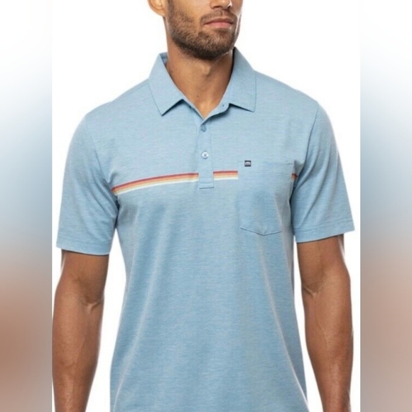 Travis Mathew Other - Travis Mathew Cabana Blue Knit Polo Shirt Wrinkle Resident Stretch 1MU116 XL